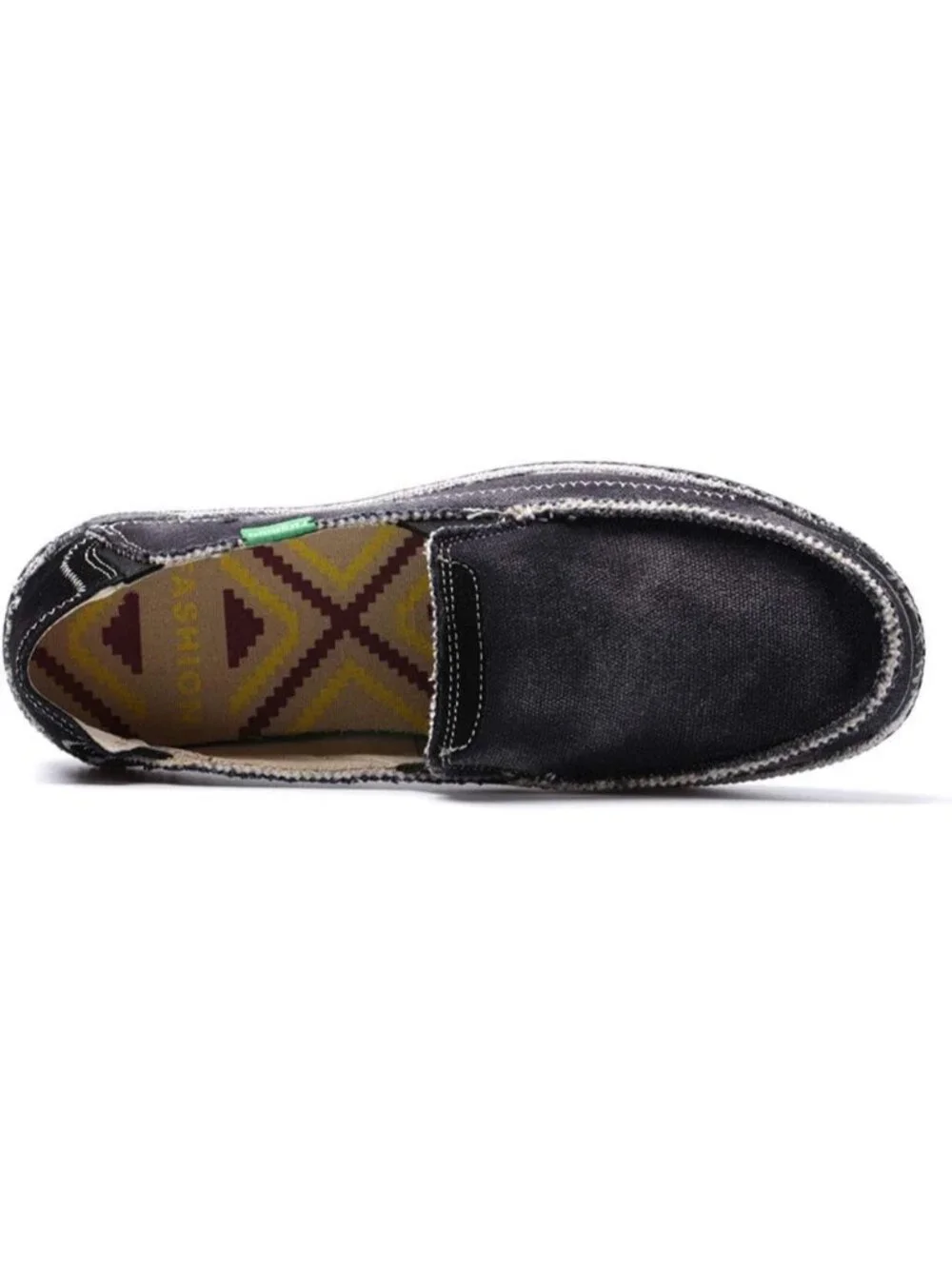 VILOCY Men's Black Rubber Canvas Slip On Loafers Drop Vintage Flat Casual Shoes